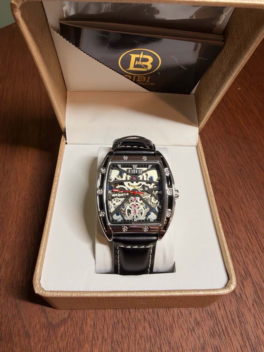 BIBI Skeleton Automatic Mechanical Wrist Watch Leather Band